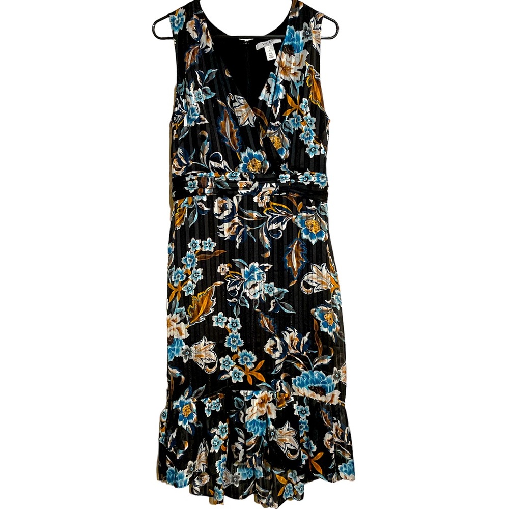 White House Black Market black floral print high low midi dress